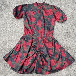 Handmade Floral Dress Puff Sleeve Fit Medium Vintage-Inspired